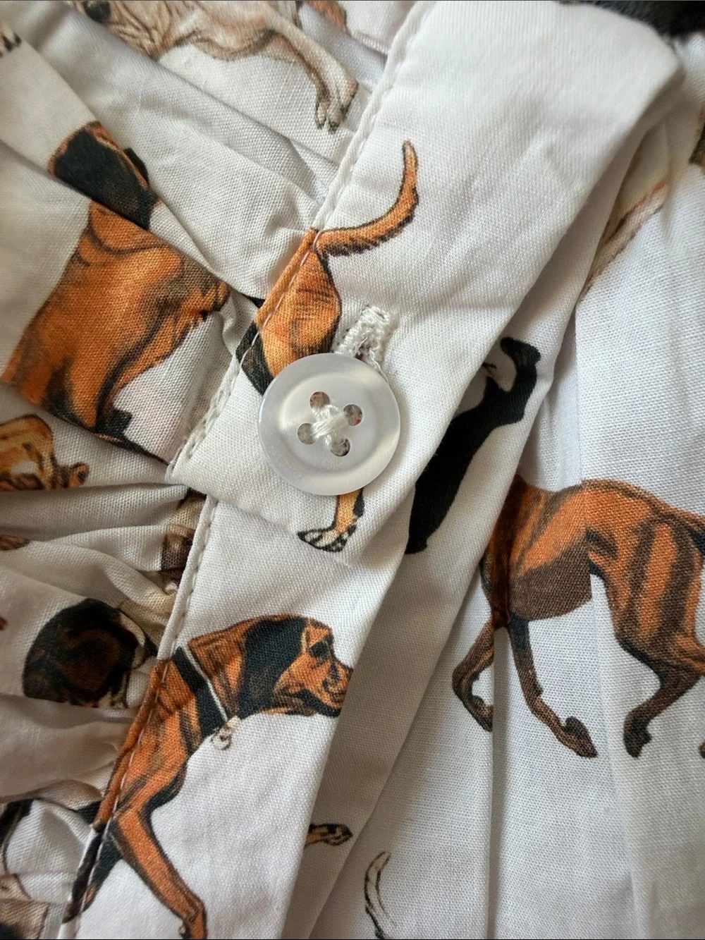 Anthro Blouse Leandra Maeve Cropped Dog Print Cream Black Brown SIZE MEDIUM NEW - Picture 7 of 7